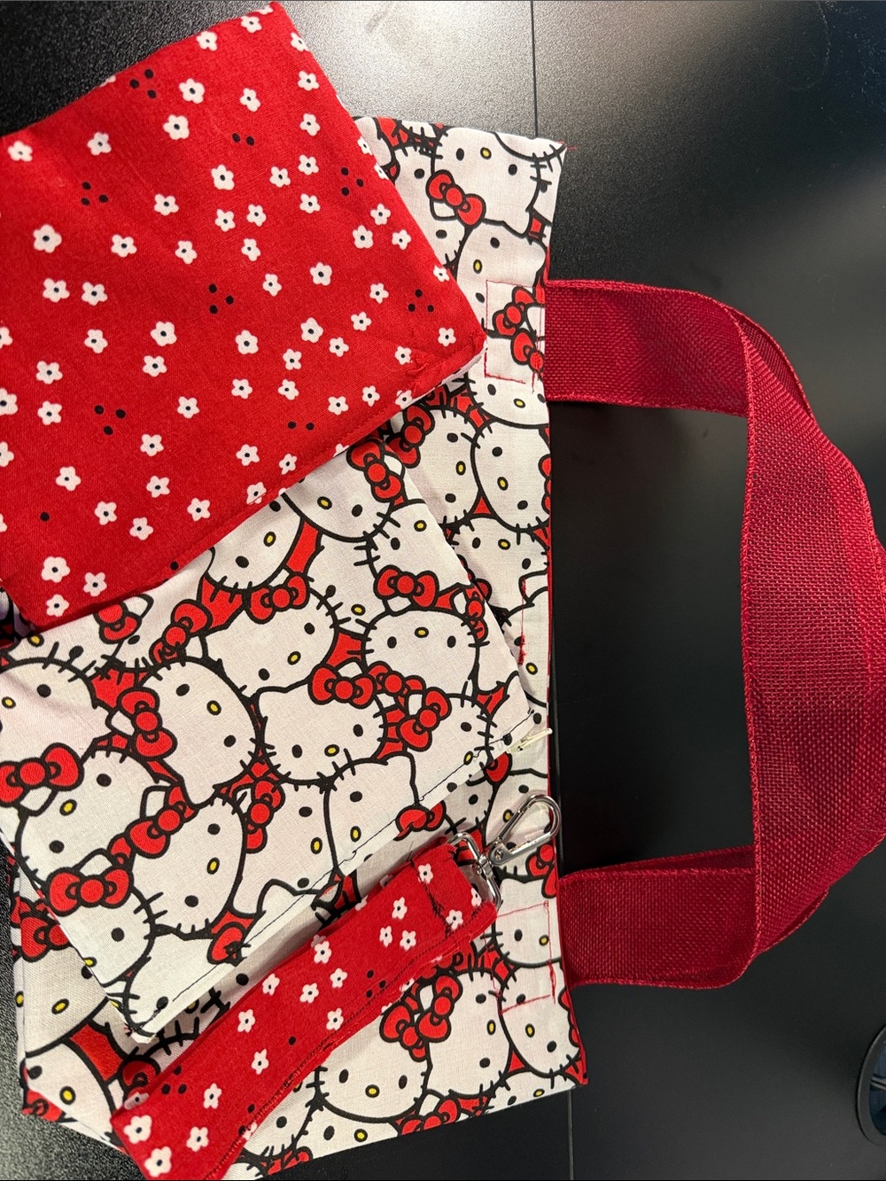 Hello Kitty Red, White and Black Patterned Tote with Detachable Wristlet